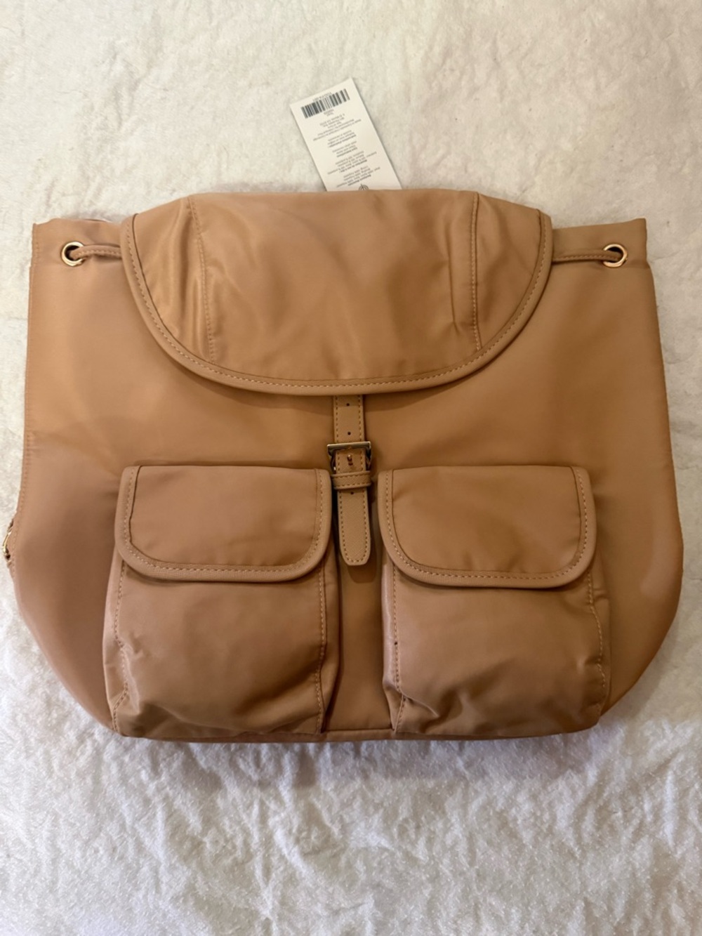NWT Women's Tan Backpack Tote with Front Pockets